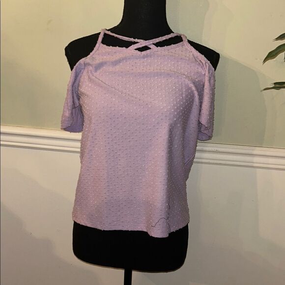 The Children's Place Purple Cut-Out Short Sleeve Blouse - Picture 1 of 5